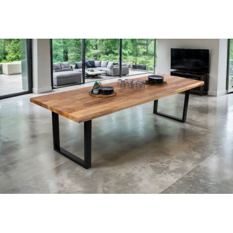 Esstisch Baumkante massiv Mango 260 x 100 U-Gestell schwarz CALI