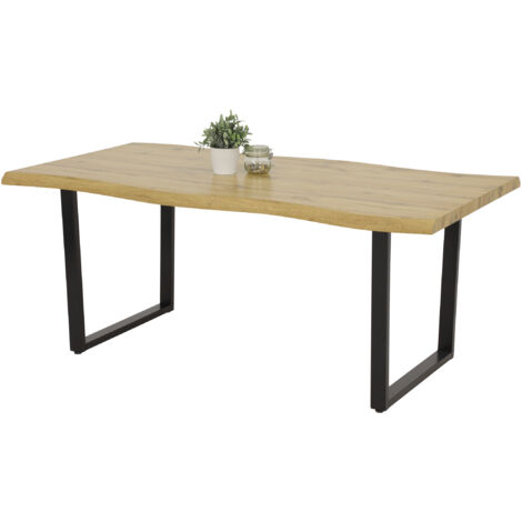 Esstisch Baumkantentisch 180 x 100 cm Wildeiche - KEIKO - Die Möbelfundgrube