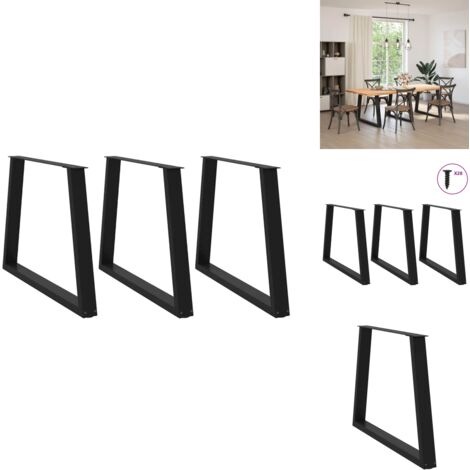 Esstisch Beine V-Form 3 Stück Schwarz 100x(72-73,3) cm Stahl - Esstischbein - Esstischbeine - Tischbein - Möbeltischbein