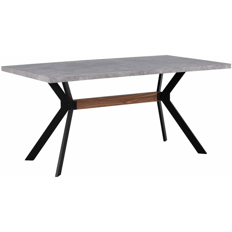 Esstisch Grau Schwarz 90 x 160 cm MDF Tischplatte Metallfüßen Rechteckig Betonoptik Modern Scandinavien Stil - Grau