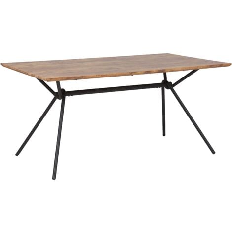Esstisch Braun/Schwarz Metallgestell 160x90 cm für 6 Personen mit MDF-Platte in Holzoptik rechteckig Wohn-Küche Esszimmer Wohnzimmer