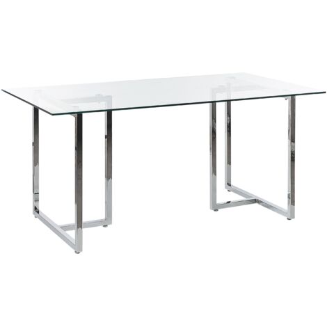 Esstisch ENVIA Silber 160 cm 90 cm Sicherheitsglas
