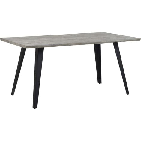 Esstisch Grau mit Schwarz 160 x 90 cm Pulverbeschichtet Metallbeinen Matt Furnier Rechteckig Modern