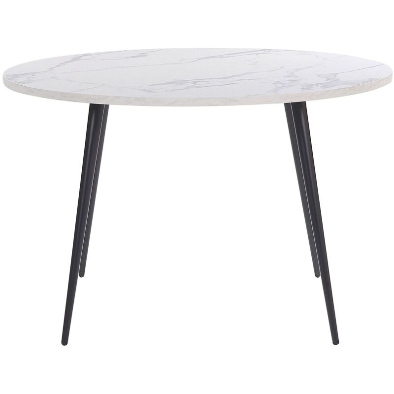 Beliani Esstisch Weiß / Schwarz ⌀ 120 Cm Aus Mdf-platte Und Metall In Marmoroptik Wohnzimmer Esszimmer Salon Küche Rund Minimalistisch Modern