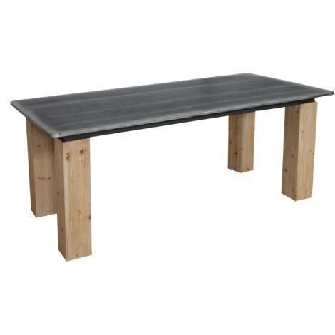 Esstisch HHG-589, Tisch Esszimmertisch, Industrial Massiv-Holz MVG-zertifiziert 200x100cm, natur mit Metall-Optik