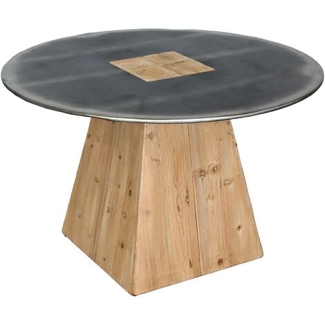 Esstisch HHG-607, Tisch Esszimmertisch, rund Industrial Massiv-Holz MVG-zertifiziert 74x120cm, natur mit Metall-Optik