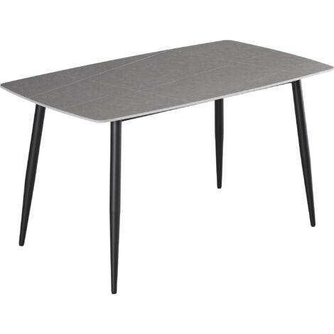 Esstisch Keramik grau 140 x 80 Vierfuß-Gestell schwarz MILANO