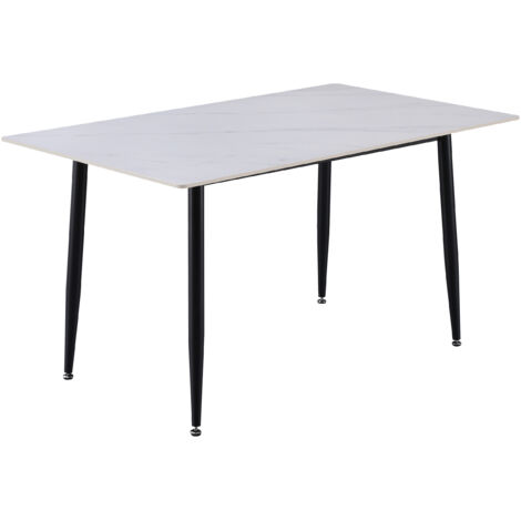 Esstisch Keramik weiß 140 x 80 Vierfuß-Gestell schwarz GÖTEBORG