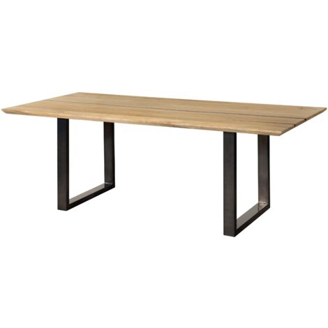 Esstisch Mango 200x100x76 natur lackiert / Epoxid schwarz, U-Beine anthrazit glänzend EPOXYMassivmoebel24 GmbH