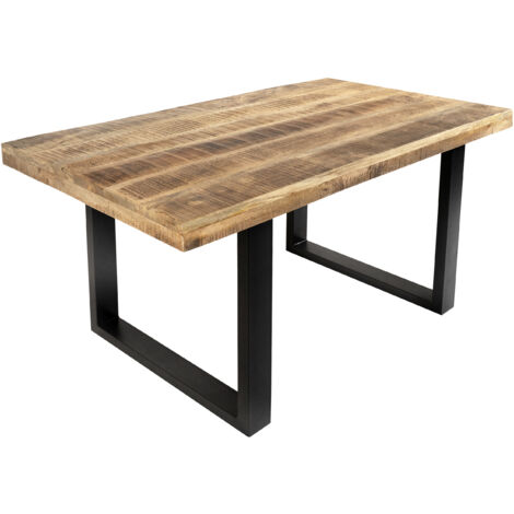Esstisch Mango Massiv naturfarben 180 x 90 cm U-Gestell schwarz RIO