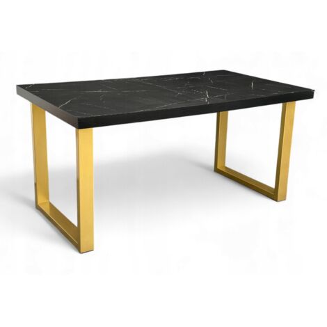 Esstisch Marmor Schwarz 80x140-240 cm ausziehbar, Gold Metallbeine