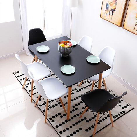 Esstisch MDF Rechteckig Schwarz lässiger Tisch Esszimmer Essgruppe Küche Nordischer Stil 110x60x75cm