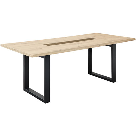 Esstisch mit U-Gestell, 210x100cm, Eiche, FALLON-55