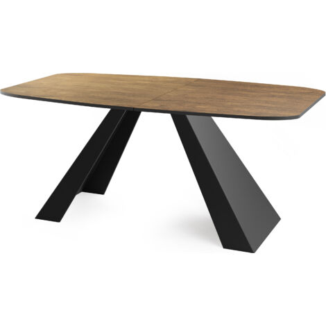 Esstisch Monte im Modern Stil, Rechteckiger Tisch - Ausziehbar von 160 cm bis 200 cm, Pulverbeschichtete Schwarze Metallbeine - 160 x 80 cm - Lefkas Eiche