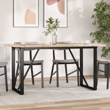 Esstisch O-Rahmen 160x80x75,5 cm aus massivem Kiefernholz und Gusseisen