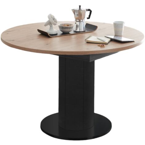 58 AUFM KESSEL 110 x 110 x 78 Küchentisch Schwarzstahl/Asteiche 13545-110