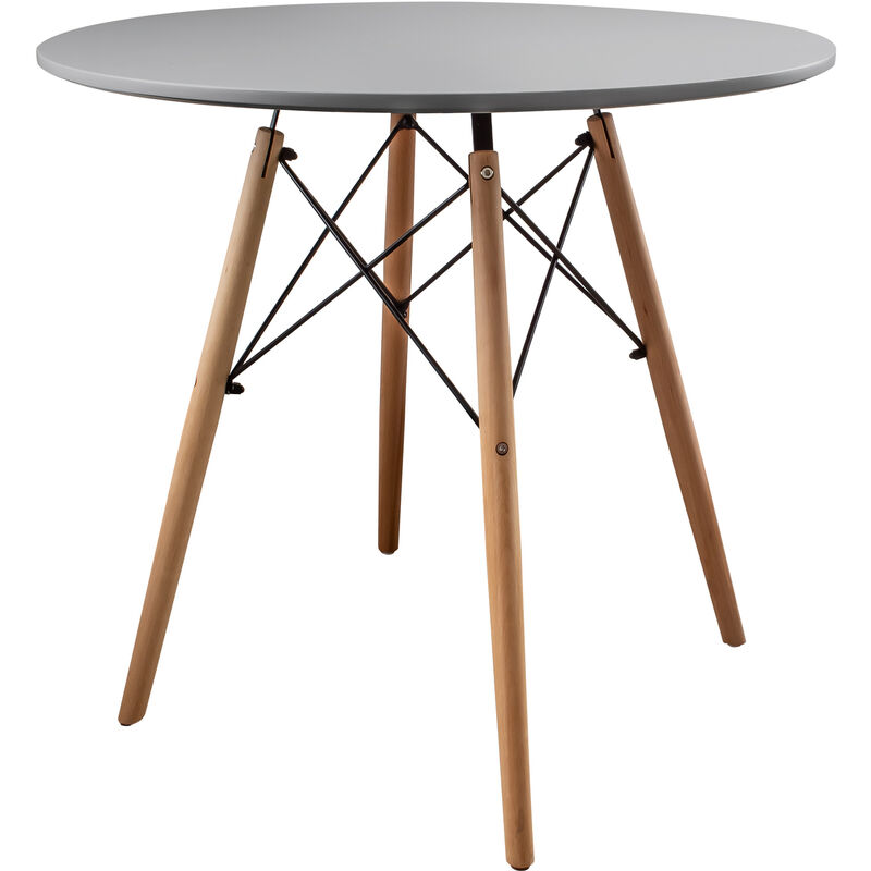 Esstisch Rund Holz Moderner Küchentisch Grau Runder Tisch Klein für Esszimmer Wohnzimmer, Hellgrau