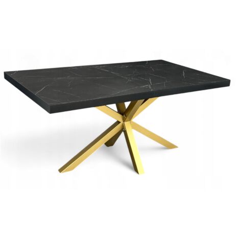 Esstisch Schwarz Marmor 80x160 cm, Gold Metall Spider-Beine – Fest