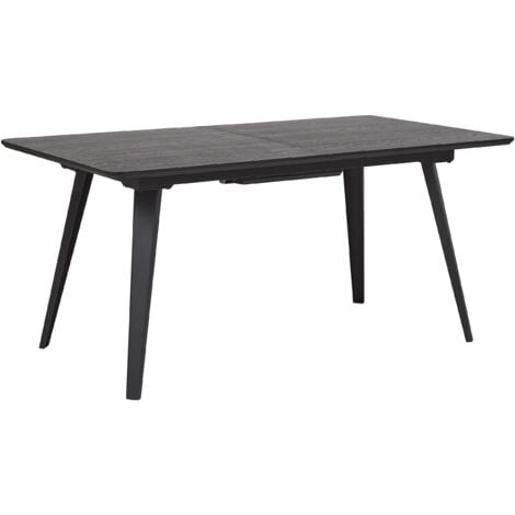 Esstisch Schwarz Stahlgestell 160x90 cm ausziehbar für 6 Personen mit MDF-Platte in Holzoptik rechteckig Wohn-Küche Esszimmer Wohnzimmer