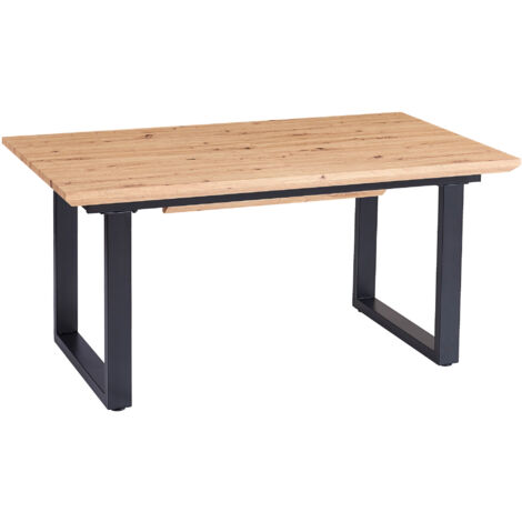 Esstisch Schweizer Kante eichenfarben 180(260) x 90 U-Gestell schwarz Bird