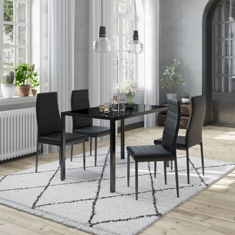 Esstisch Set Grand, Schwarz, 120 x 75 cm 4er Set, Vicco