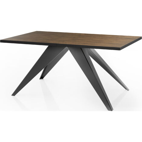 Esstisch Vance im Modern Still, Rechteckig Tisch - Ausziehbar von 140 cm bis 240 cm, Pulverbeschichtete Schwarzen Metallbeine - 140 x 80 cm -  Lefkas Eiche