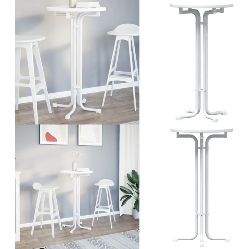 Esstisch Weiß Ø60x110 Cm Holzwerkstoff Und Stahl - Esstisch - Weißer Esstisch - Runder Esstisch - Holzwerkstoff Esstisch - Esstisch Mit Stahlaufbau - Home & Living 
