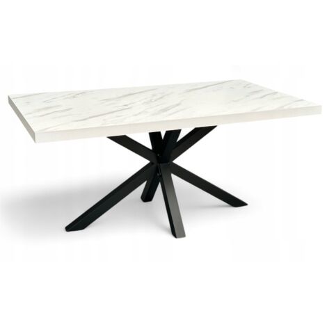 Esstisch Weiß Marmor 80x160 cm, Schwarz Metall Spider-Beine – Fest