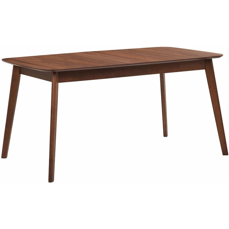 Esstisch Weiß mit Braun 90 x 150 cm Holzfurnierte Tischplatte Laminiert Rechteckig Klassisch - Dunkler Holzfarbton
