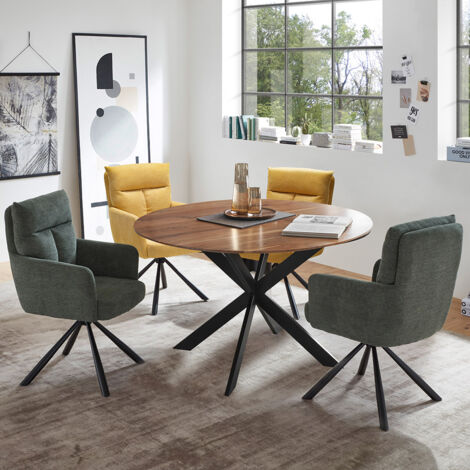 Esstischgruppe 5-teilig, Massivholztisch rund 130cm, inkl. 4 Stühle, NEWBURGH-119