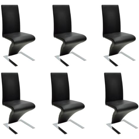 Esstühle Set von 6 schwarz Kunstleder