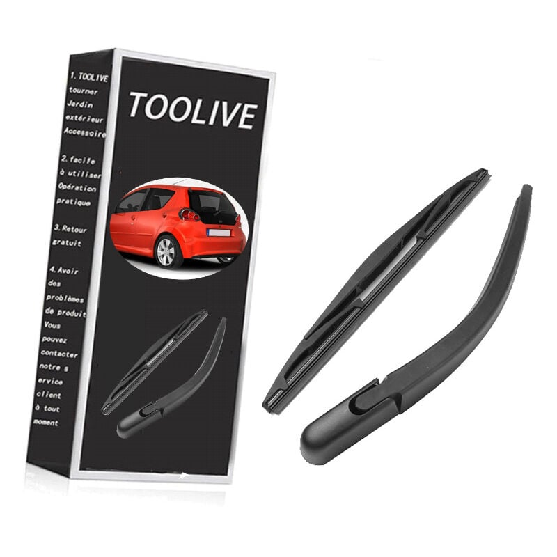 Toolive - Essuie-glace arrière de rechange Balai Bras d'essuie-glace arrière + essuie-glace Raclette Set pour Peugeot 107, Citroën C1/Toyota Aygo