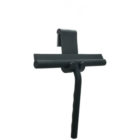 Essuie-glace de douche en silicone, adapté au nettoyage de la douche, de la salle de bain, du miroir, du verre et du carrelage (noir petite taille 21 cm)