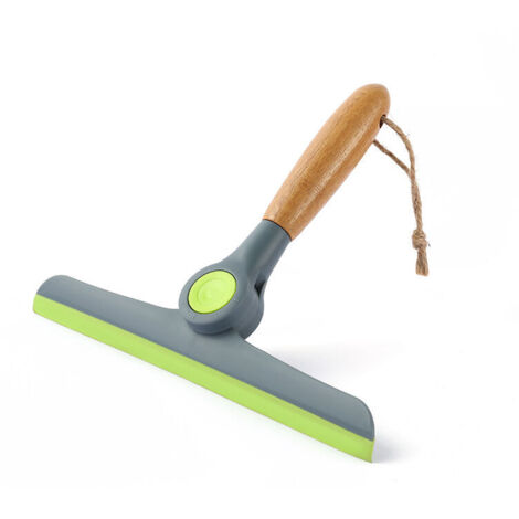 Essuie-glaces de douche de salle de bain - Nettoyant pour vitres de douche Essuie-glaces de douche, essuie-glaces avec manche en bois Grattoir en verre souple Balayage Nettoyage des poils d'animaux