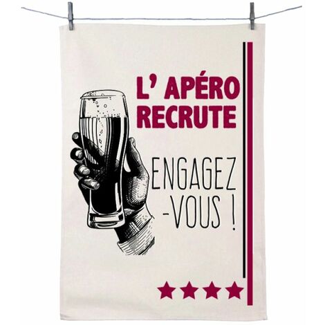 Essuie main en coton décoré - L'apéro recrute