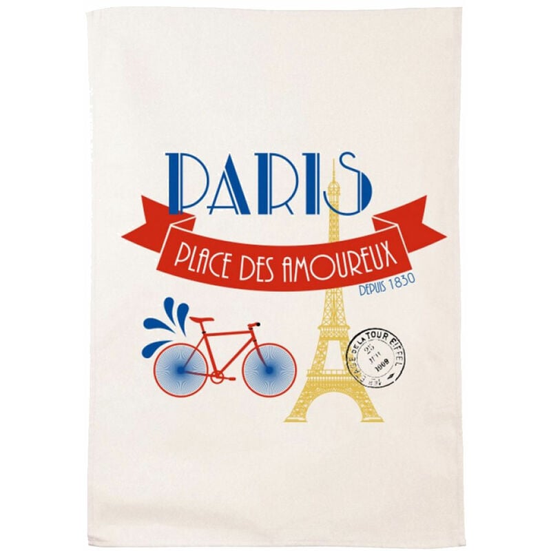 Essuie main paris vélo en coton décoré