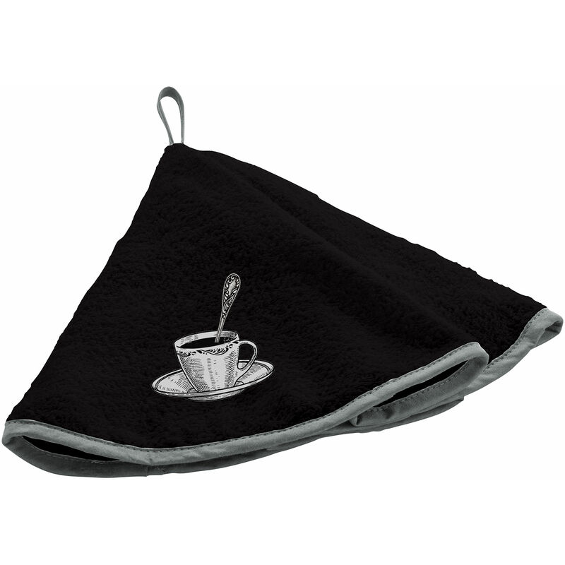 1001kdo - Essuie main Torchon Tasse de cafe noir