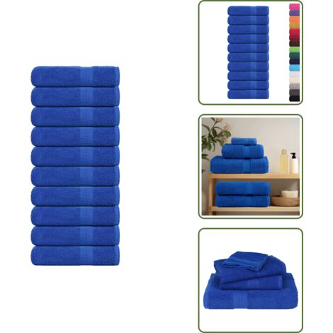Essuie-mains 10 pcs bleu 50x100 cm 360 g/m² 100% coton - Serviette À Main - Serviettes À Main - Essuie-mains - Serviette