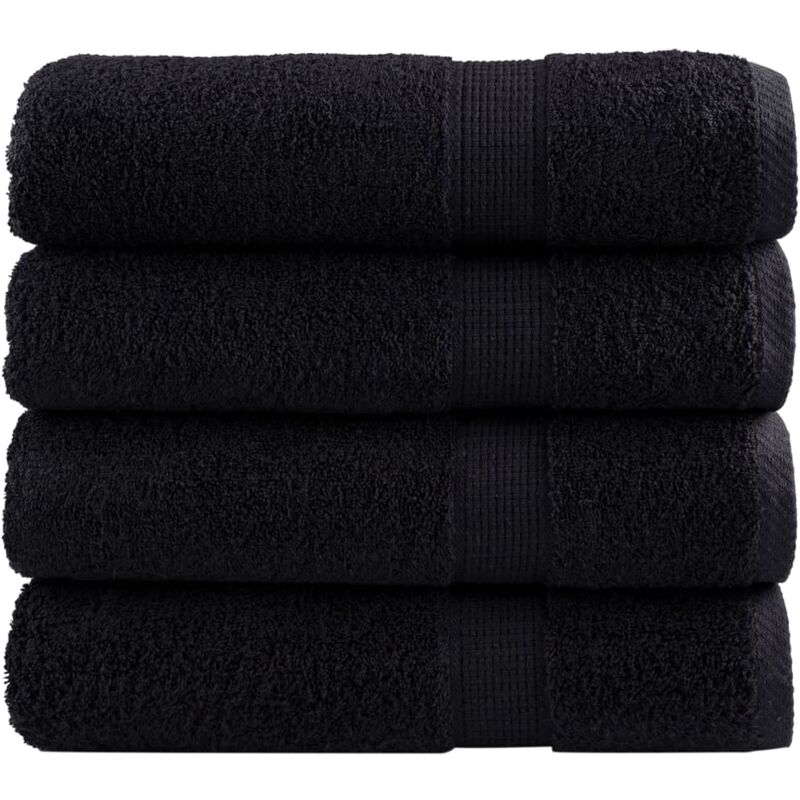 VidaXL - Serviette de douche coton, 70x140 cm, Noir