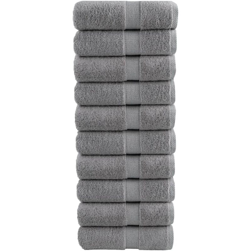 VidaXL - Serviette de visage coton, 30 x 30 cm, Gris