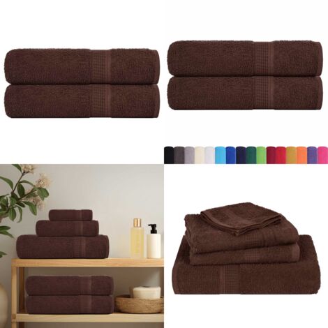 Essuie-mains FROGN 2 pcs marron 50x100 cm 360 g/m² - Serviette de bain - Serviette de visage