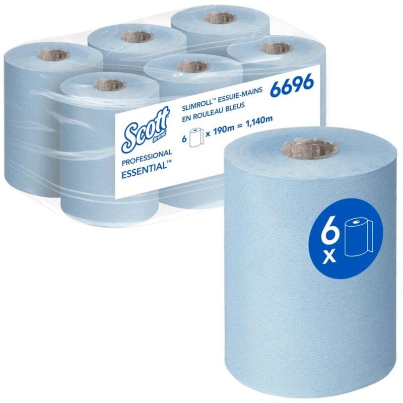 Essuie-tout Kimberly Clark Essential Scott Rouleau Bleu, 760 essuyeurs ( Prix pour Boîte de 6 )