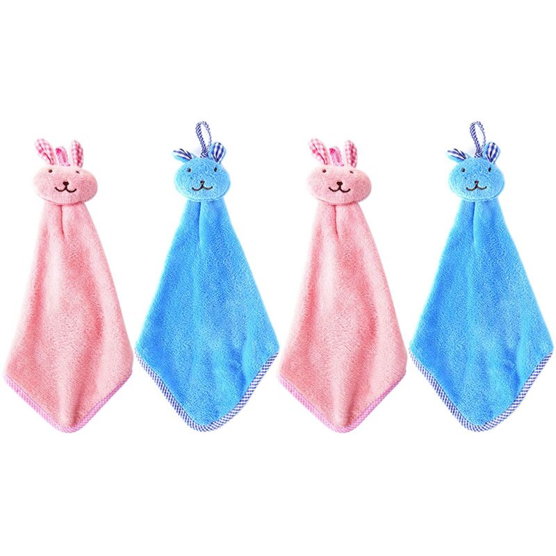 Essuie-Mains à Suspendre pour Cuisine Serviette à Main en Velours Corail ,Essuie-Mains Lavables,Lot de 4
