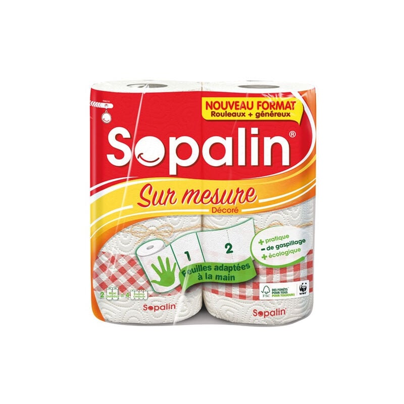 9 Essuie tout 2 rouleaux décorés demi-feuilles Sopalin fsc Sopalin