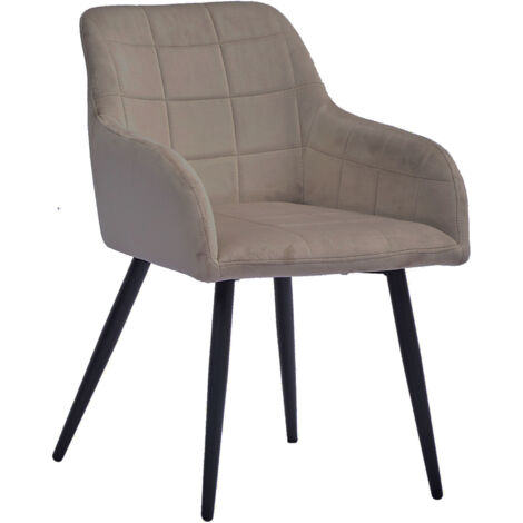 Esszimmer Armlehnstuhl Samt taupe schwarz Metallbeine LARS