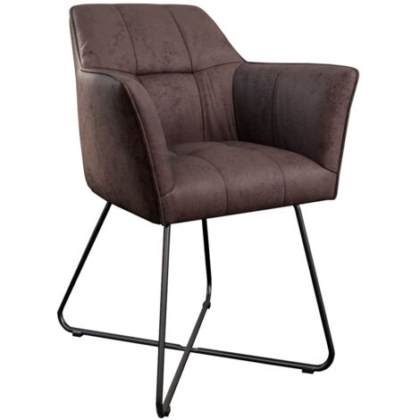 Esszimmer Armlehnstuhl Wildlederoptik Metallbeine schwarz KIRIN