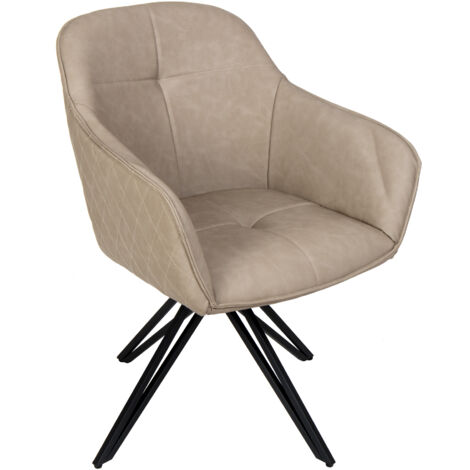 SAM OUTILLAGE Esszimmer Drehstuhl, Kunstlederbezug Taupe Metallgestell ELBE