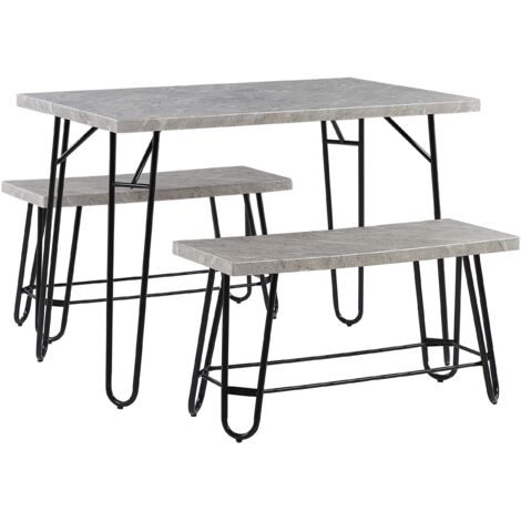 Esszimmer Set KEMPTON Hellgrau 4-Sitzer