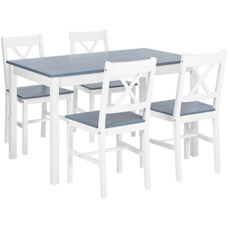 Esszimmer Set MOANA Kiefernholz Weiß 4-Sitzer