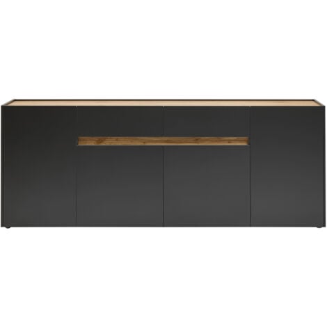 Esszimmer Sideboard CRISP-61 in anthrazit mit Absetzungen in Wotan Eiche Nb., B/H/T: ca. 220/87/40 cm